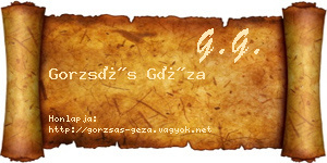 Gorzsás Géza névjegykártya
